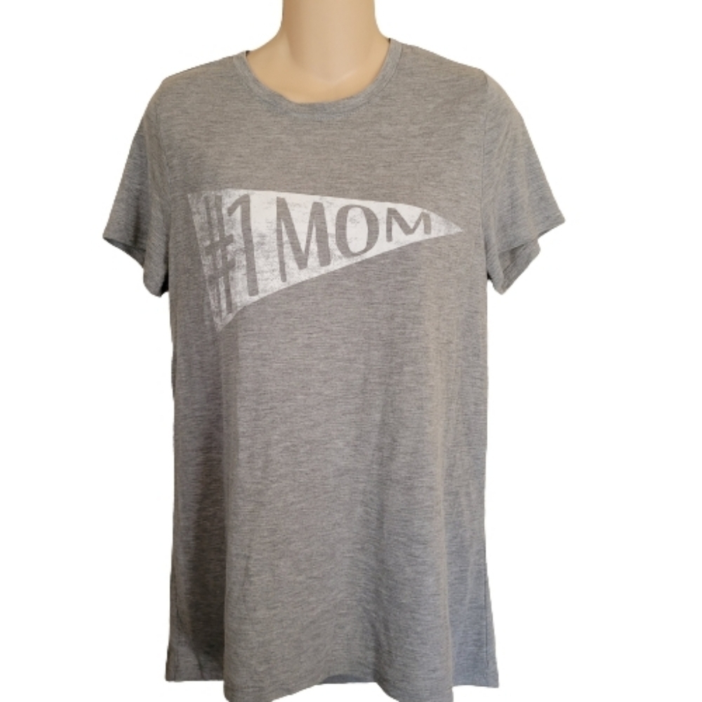 Wellworn Gray #1 Mom Banner Short Sleeve T-shirt Size Womens XL
